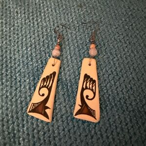 Authentic handmade and painted clay Pueblo earrings